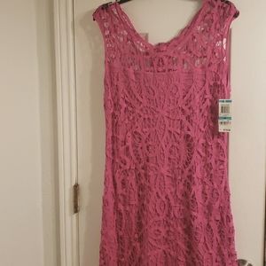 INC International Concepts Pink Lace Dress Size 16 NWTags